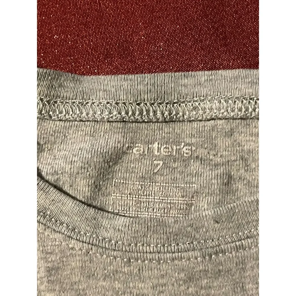 Carters Shirt Boys 7 Shark Graphic Short Sleeve Gray